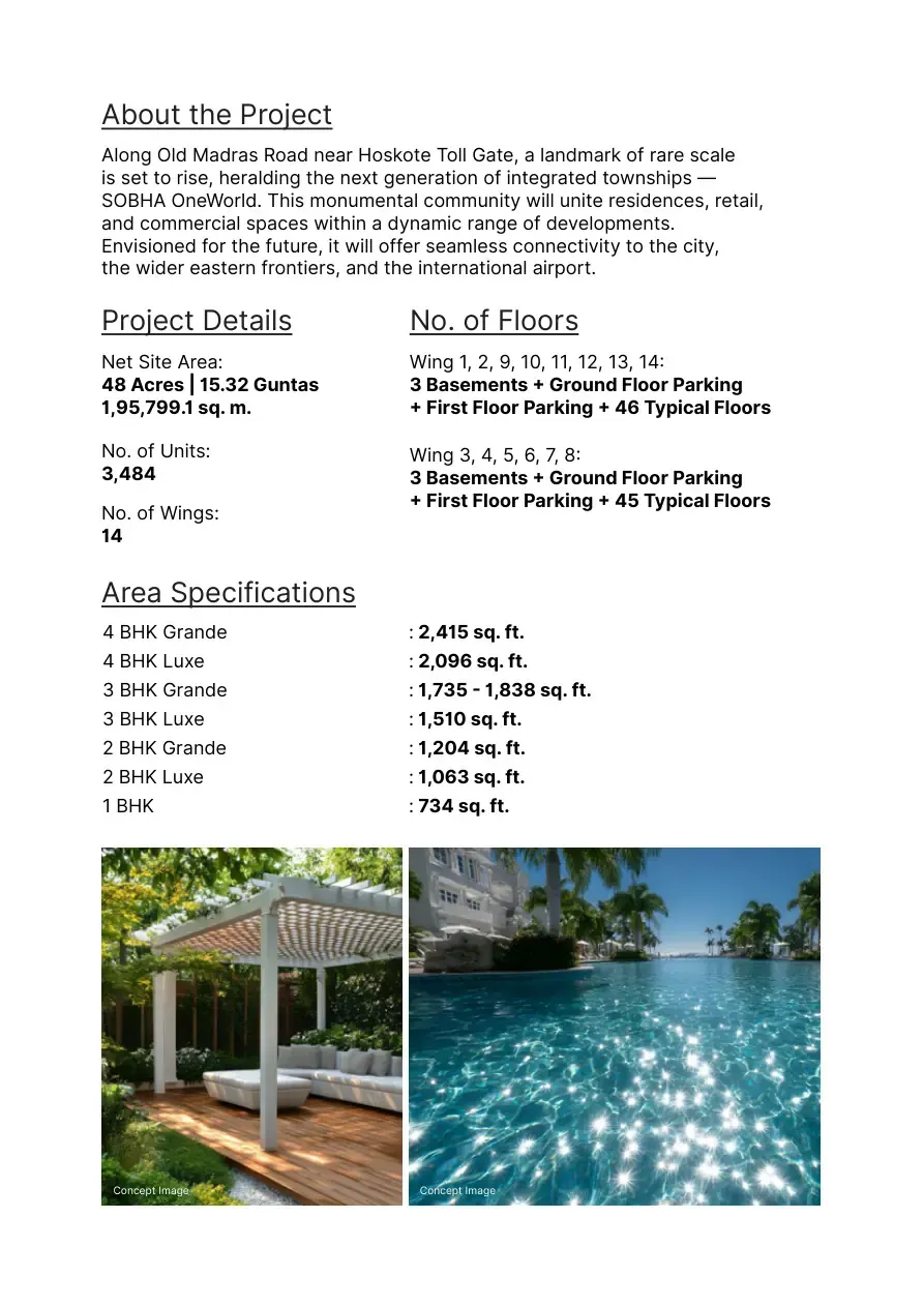Sobha One World brochure project details